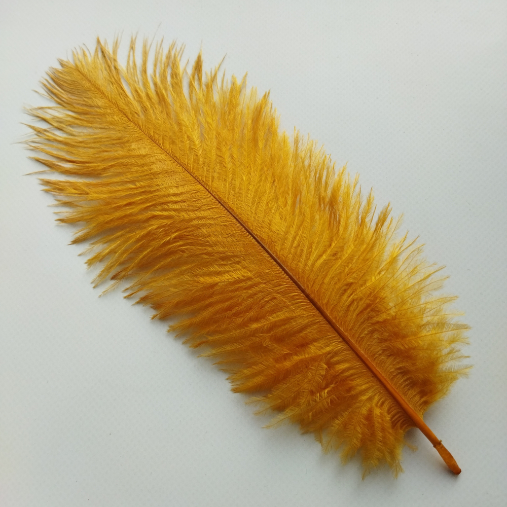 Перо страуса золотое 30 - 35 см.