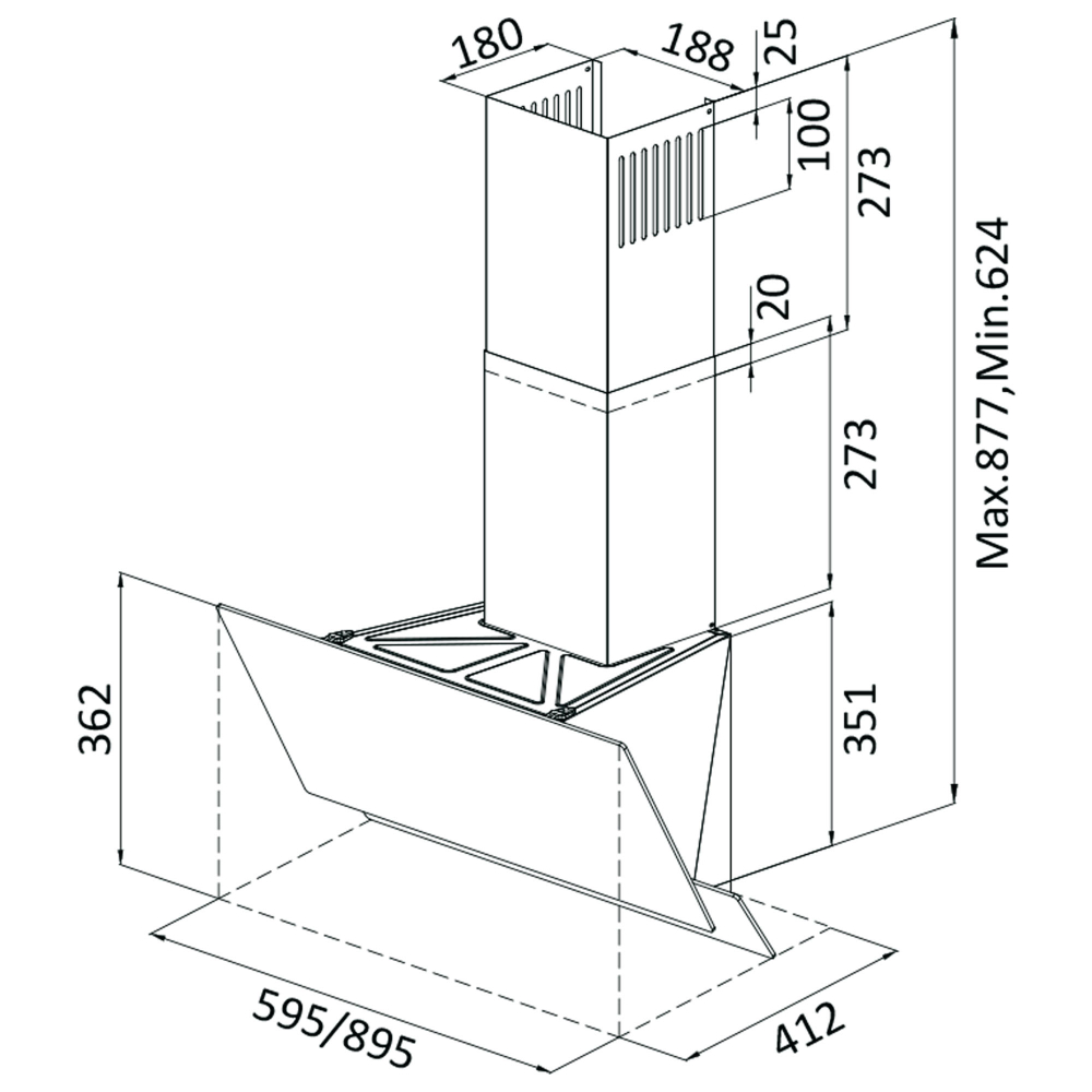 Наклонная вытяжка Oasis серии PRO NF-60W