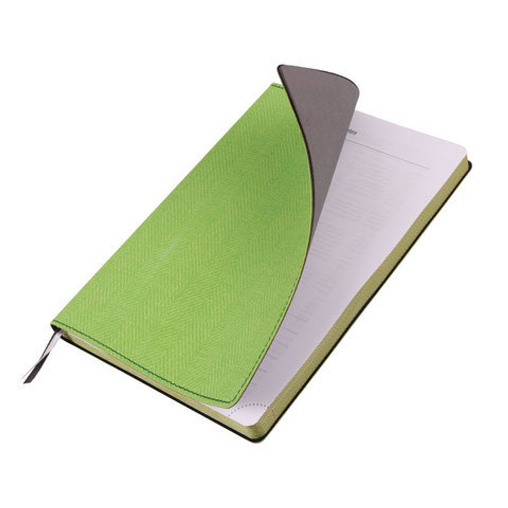 Блокнот А5 (148х213 мм), BRAUBERG "Tweed", 112 л., гибкий, под ткань, линия, зеленый, 110968