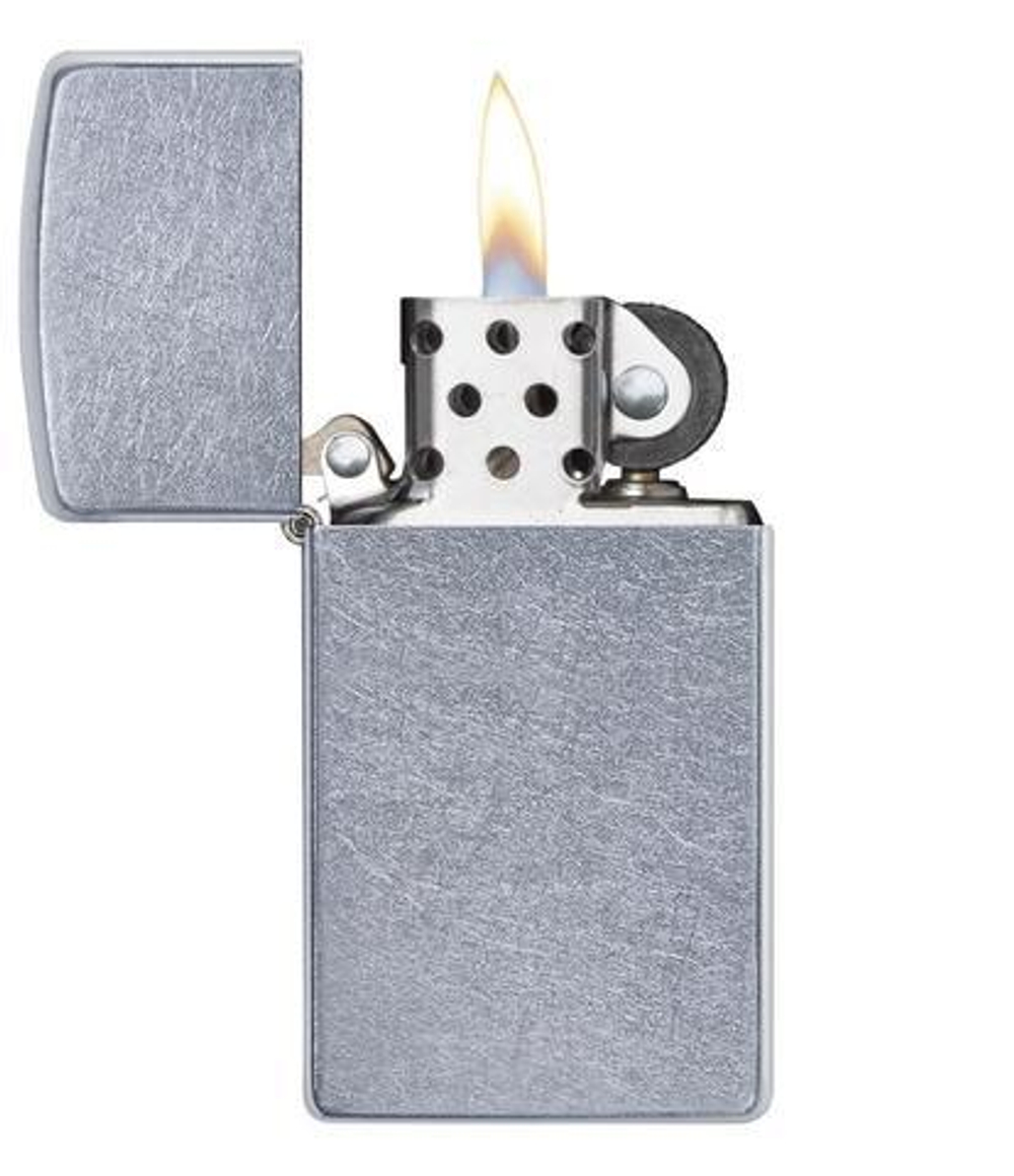 Зажигалка Zippo Slim Street Chrome, латунь/сталь, серебристая, матовая, 29х10x60 мм