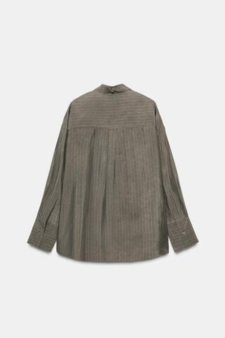 ZARA БЛУЗА С КАРМАНАМИ И ЗАВЯЗКАМИ — ZW COLLECTION, ОТТЕНКИ СЕРОГО