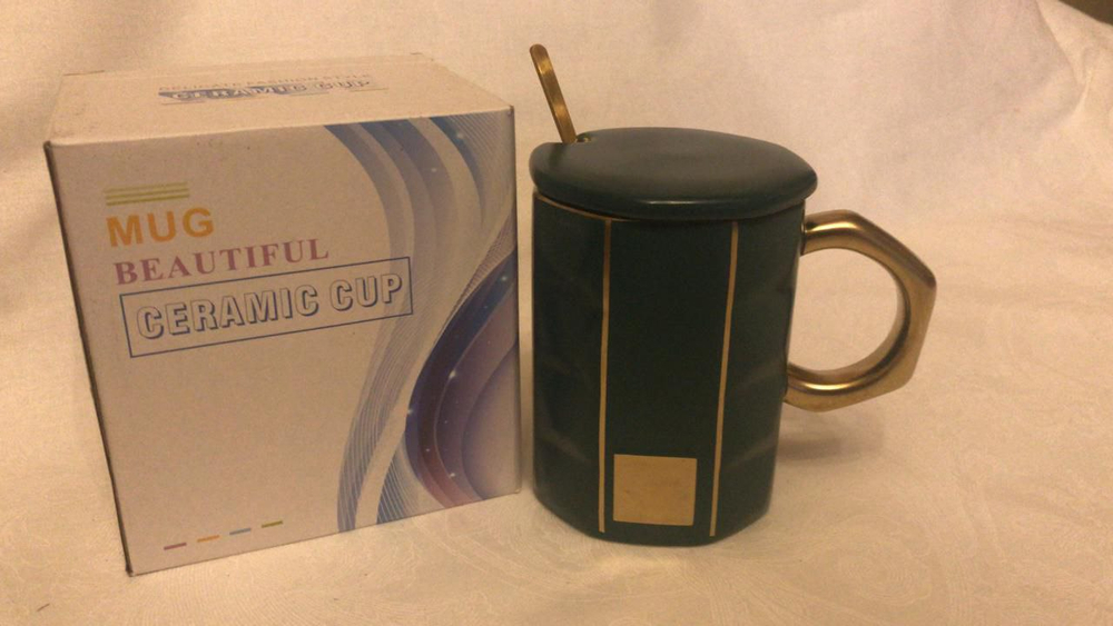 Кружка, чашка для чая, кофе с ложкой,1 шт