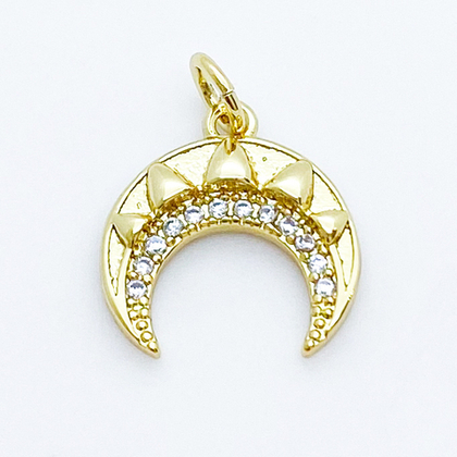 Подвеска Лунница, позолота, фианиты, размер 14*14 мм, цена за 1 шт