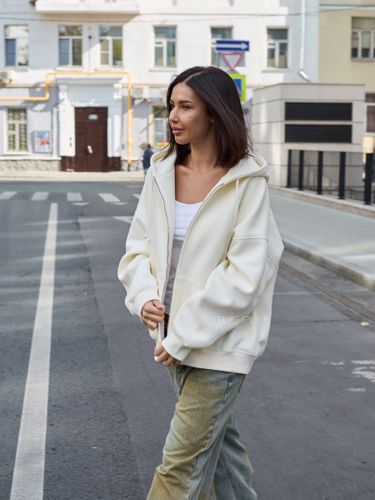 Худи на молнии в молочном цвете