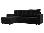 Диван угловой Ливерпуль Лайт левый угол, Черный, Велюр, 117725L