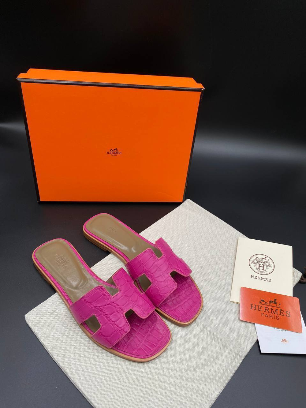Шлепанцы Hermes из кожи крокодила, арт. 718739