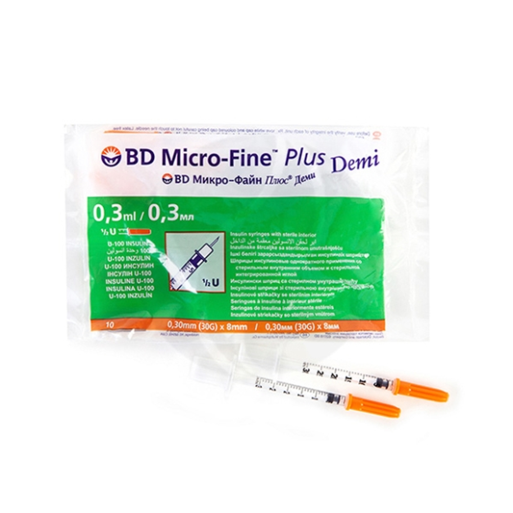 Шприц BD Micro-Fine Plus инсулиновый 0,3 мл.№10