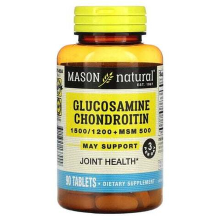 Для мышц и суставов Mason Natural, Глюкозамин, хондроитин + МСМ, 90 таблеток