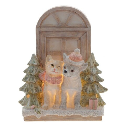 GAEM Фигурка декоративная с подсветкой "Кошечка и песик", L13 W8 H16 см