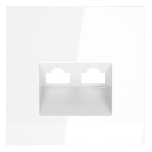 Накладка для розетки компьютерной двойной RJ45+RJ45 кат.6, S70 (белый глянцевый)