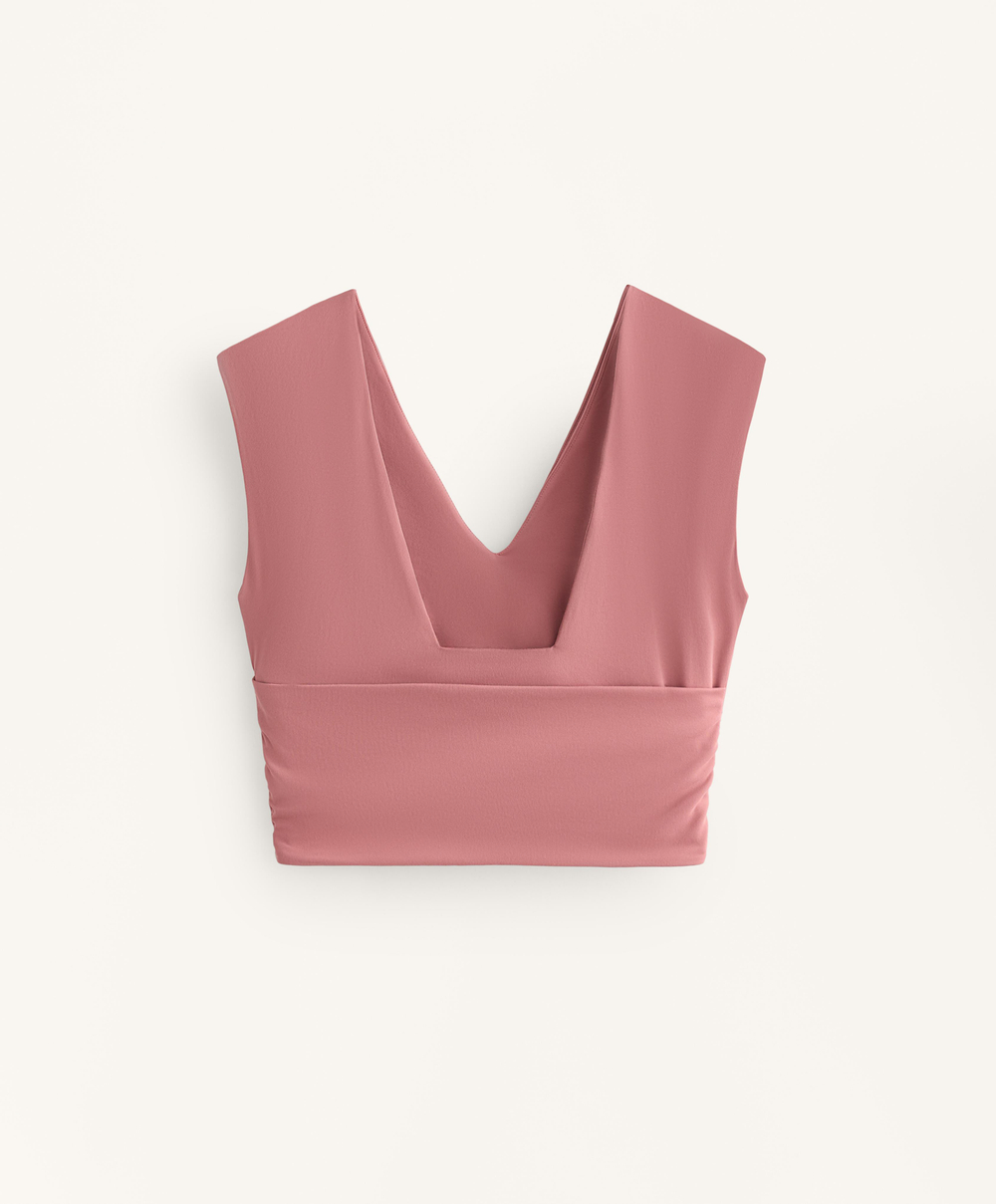 Oysho Топ-майка Comfortlux с перекрестными деталями, светло-розовый