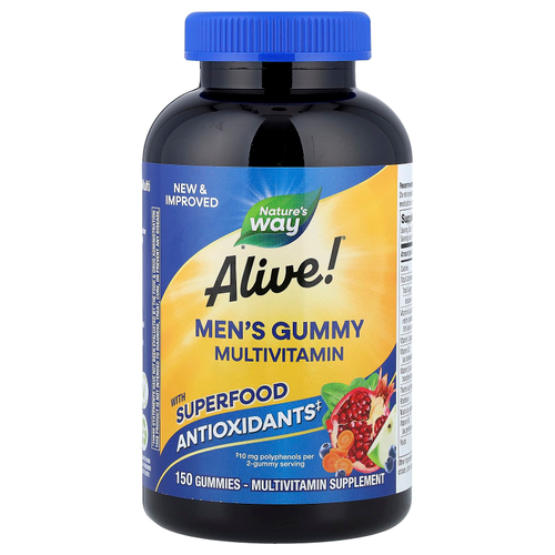 Nature's Way, Alive!®, мультивитамины для мужчин, фруктовый вкус, 150 жевательных таблеток