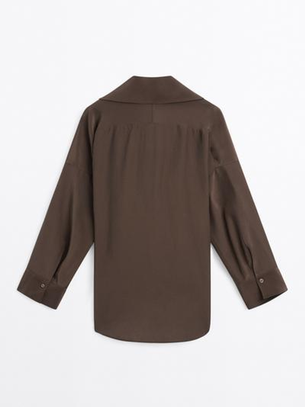 Massimo Dutti Длинная рубашка с деталью «Брошь», коричневый