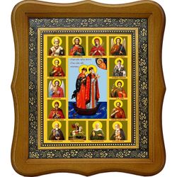 Петр и Феврония Муромские со Святыми. Икона на холсте.