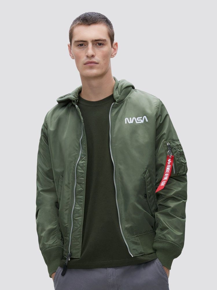 Бомбер Alpha Industries L-2B Hooded NASA Sage Green