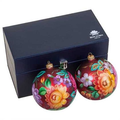 Set of 2 Christmas balls in a leather case CBSET15122021090