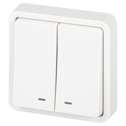 Выключатель ЭРА Эксперт 11-1525-01 двойной с подсветкой IP55 10АХ-250В СУ белый