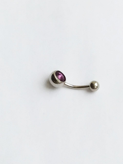 Банан для пупка, 1,6 х 10 мм, с камнем-конусом, фиолетовый