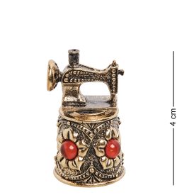 AM-2155 Наперсток «Ажурный с швейной машиной» (латунь, янтарь)