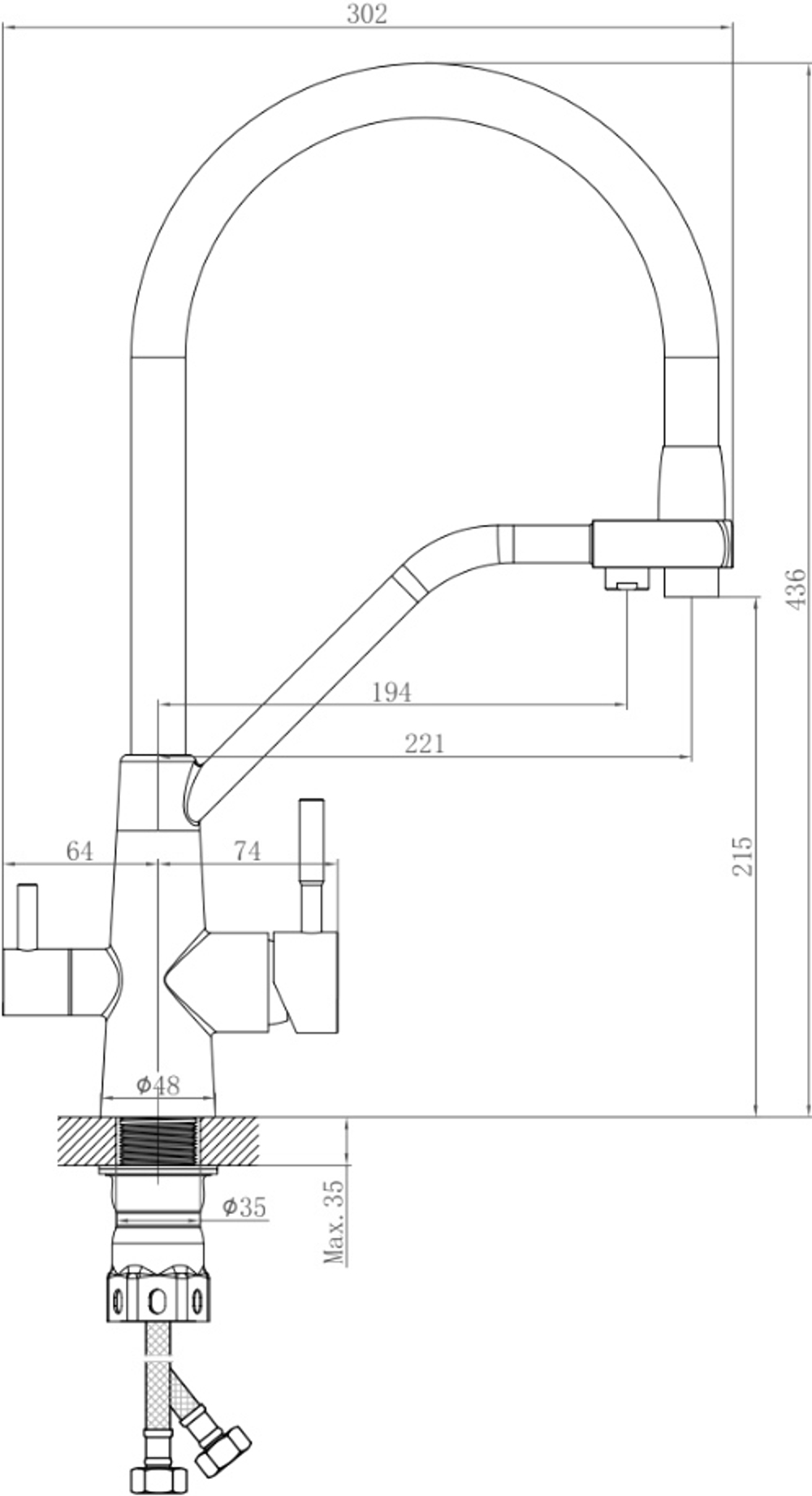 Смеситель для кухни Domaci Ливорно D8647GM золото матовое