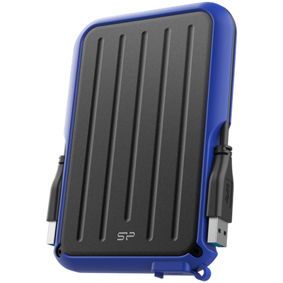 Silicon Power Armor - A66 1TB Portable HDD USB 3.2 Gen 1 Blue, Certificate MIL-STD 810F 516.5/IV, Water-resistant IPX4, 360˚ bumper