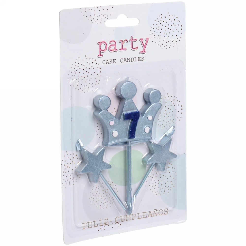 Свечи для торта Цифра Король желаний «7», голубой
