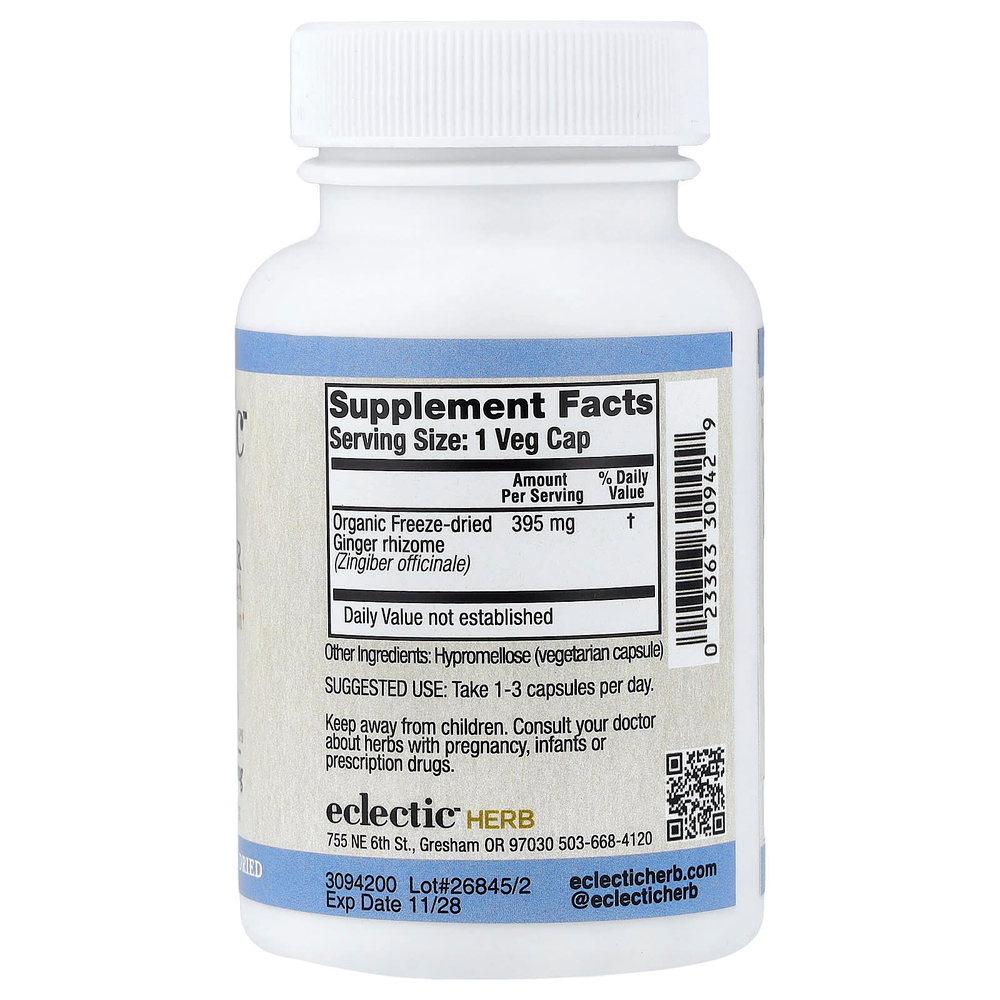 Eclectic Herb, имбирь, 395 мг, 90 вегетарианских капсул