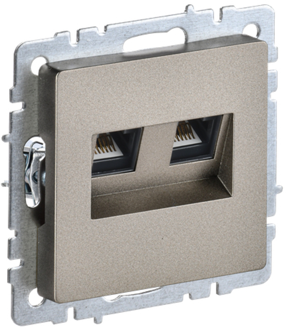 BRITE Розетка компьютерная двойная RJ45 кат.5E РК10-2-БрШ шампань IEK
