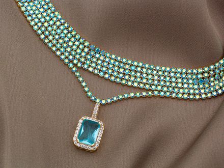 Стразовая цепь "Голубой опал" 1,6мм