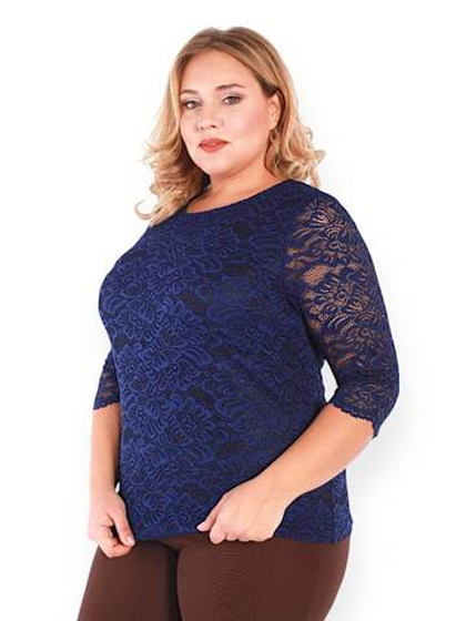 Кружевная блуза тёмно-синяя
