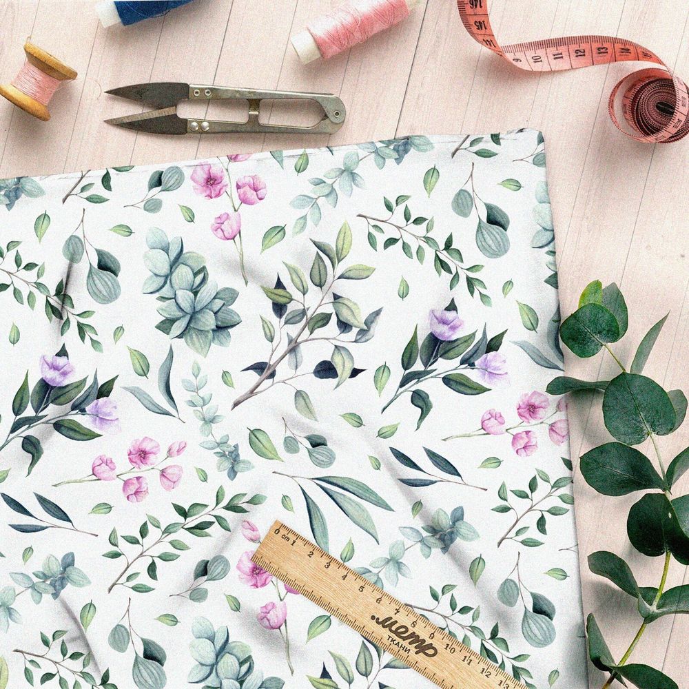 Ткань атлас мечтательный и нежный цветок