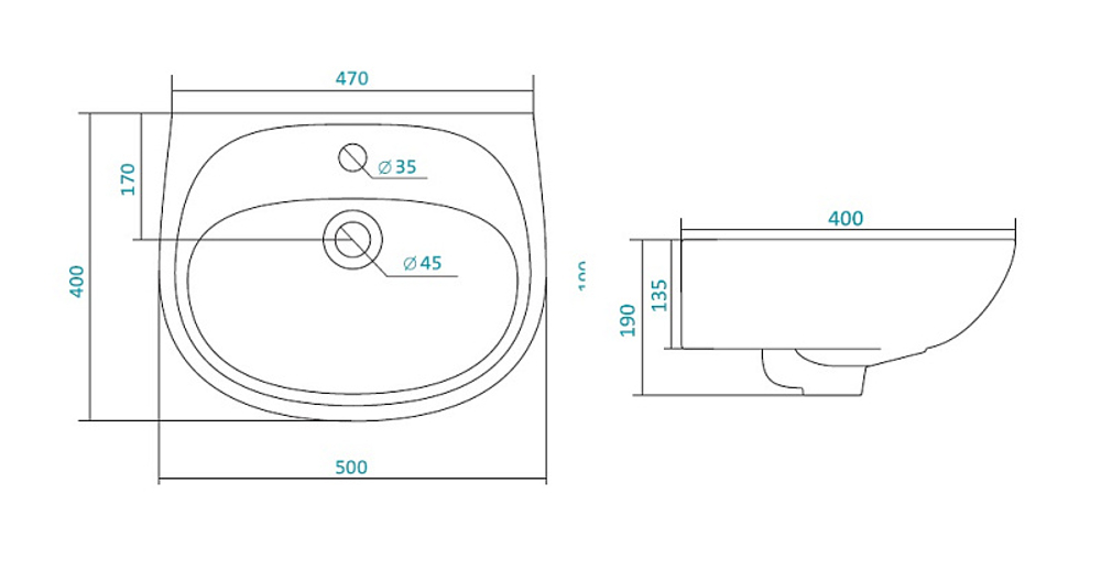 Раковина Santek "Анимо -50", белая (1.WH11.0.496)