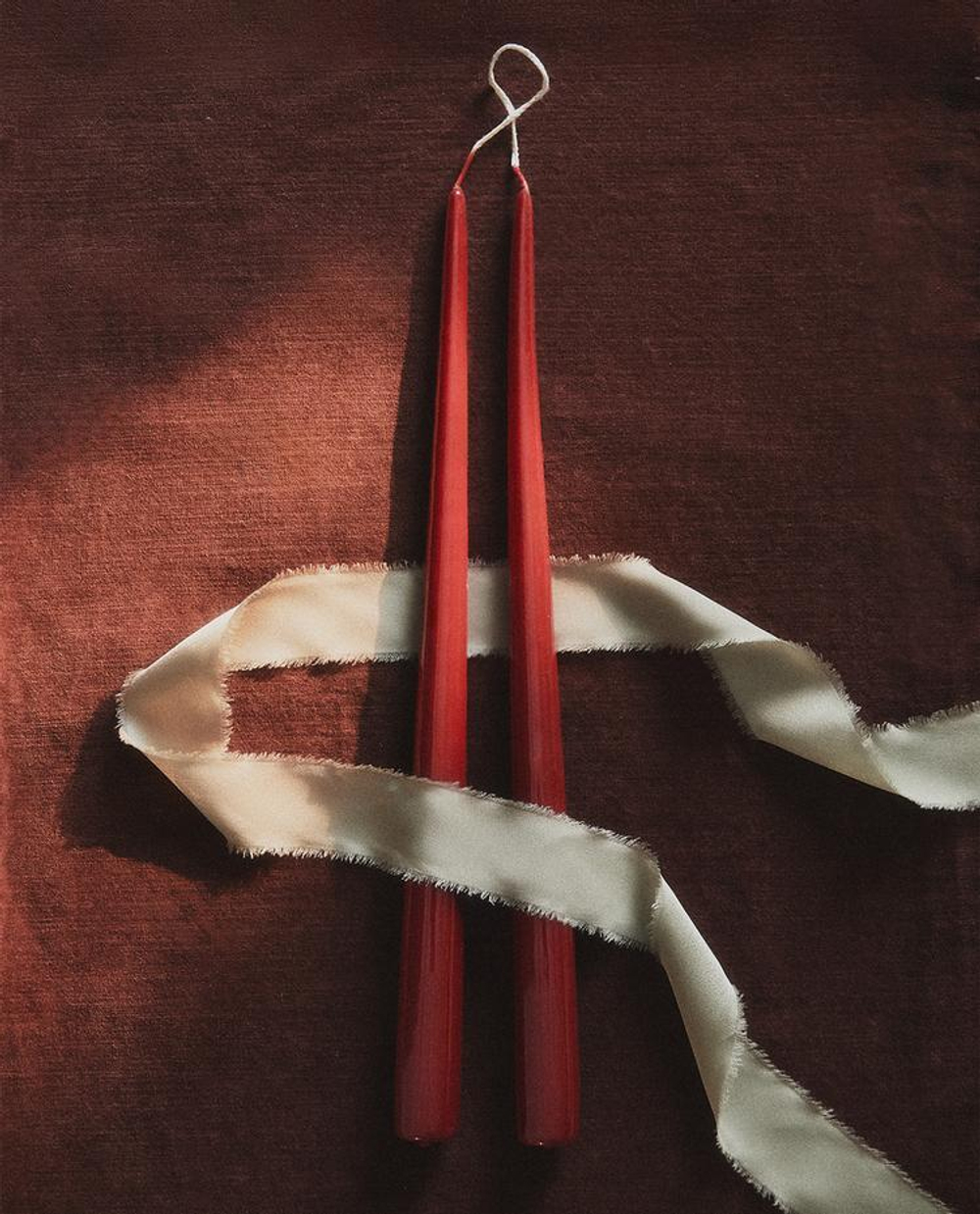 ZARA HOME НОВОГОДНИЕ СВЕЧИ (НАБОР ИЗ 2 ШТ.), КРАСНЫЙ