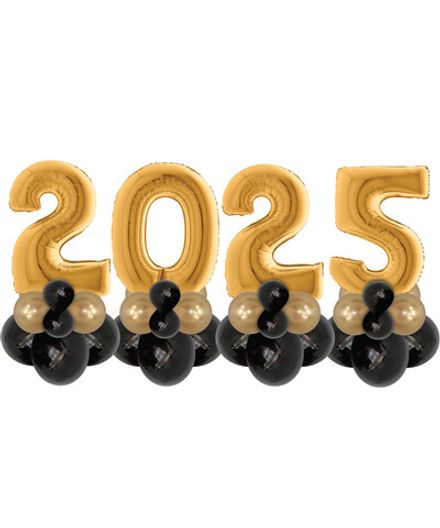 Стойки из цифр "2025 в цвете Золото" 65 см 4 шт