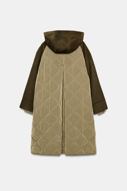 ZARA ПАРКА ИЗ СМЕСОВОЙ ШЕРСТИ ZW COLLECTION LIMITED EDITION, ХАКИ