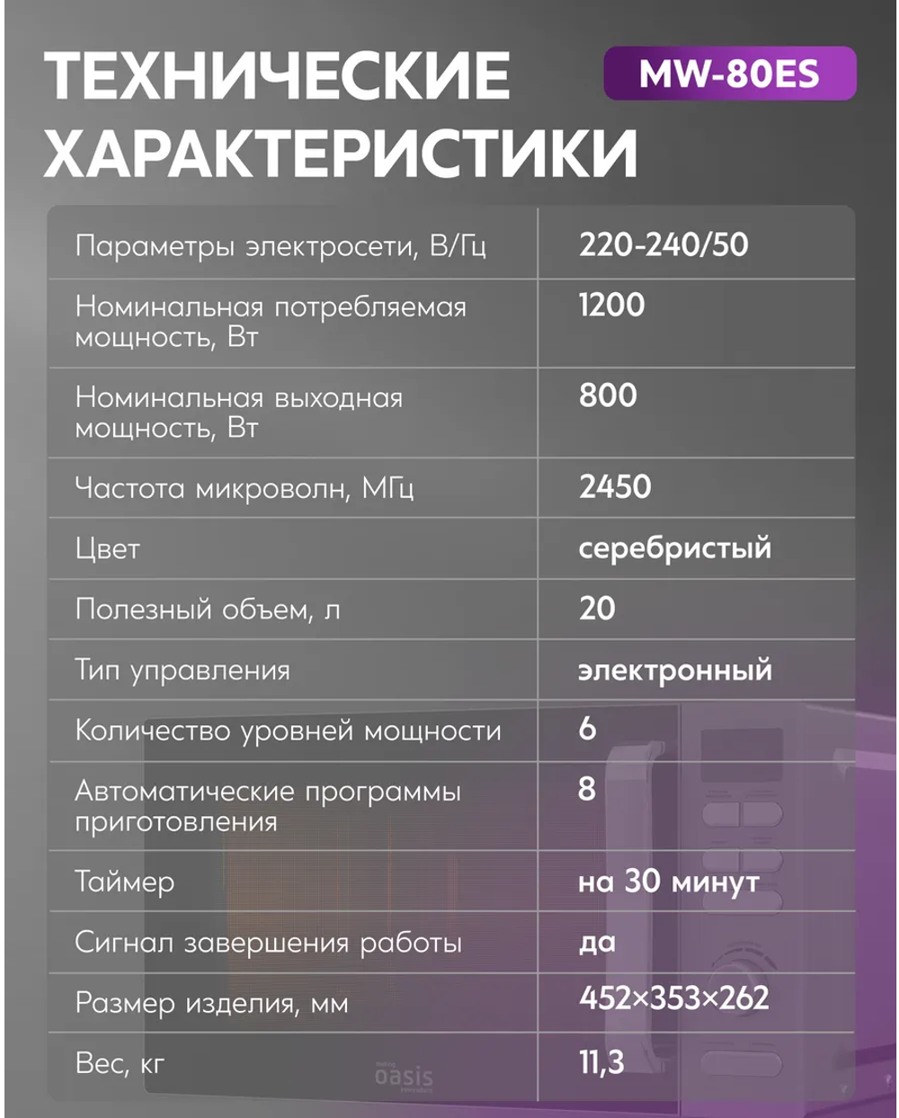 Микроволновая печь OASIS MW-80ES