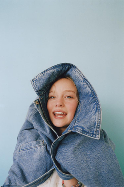 ZARA ДЖИНСОВЫЙ БОМБЕР, СИНИЙ