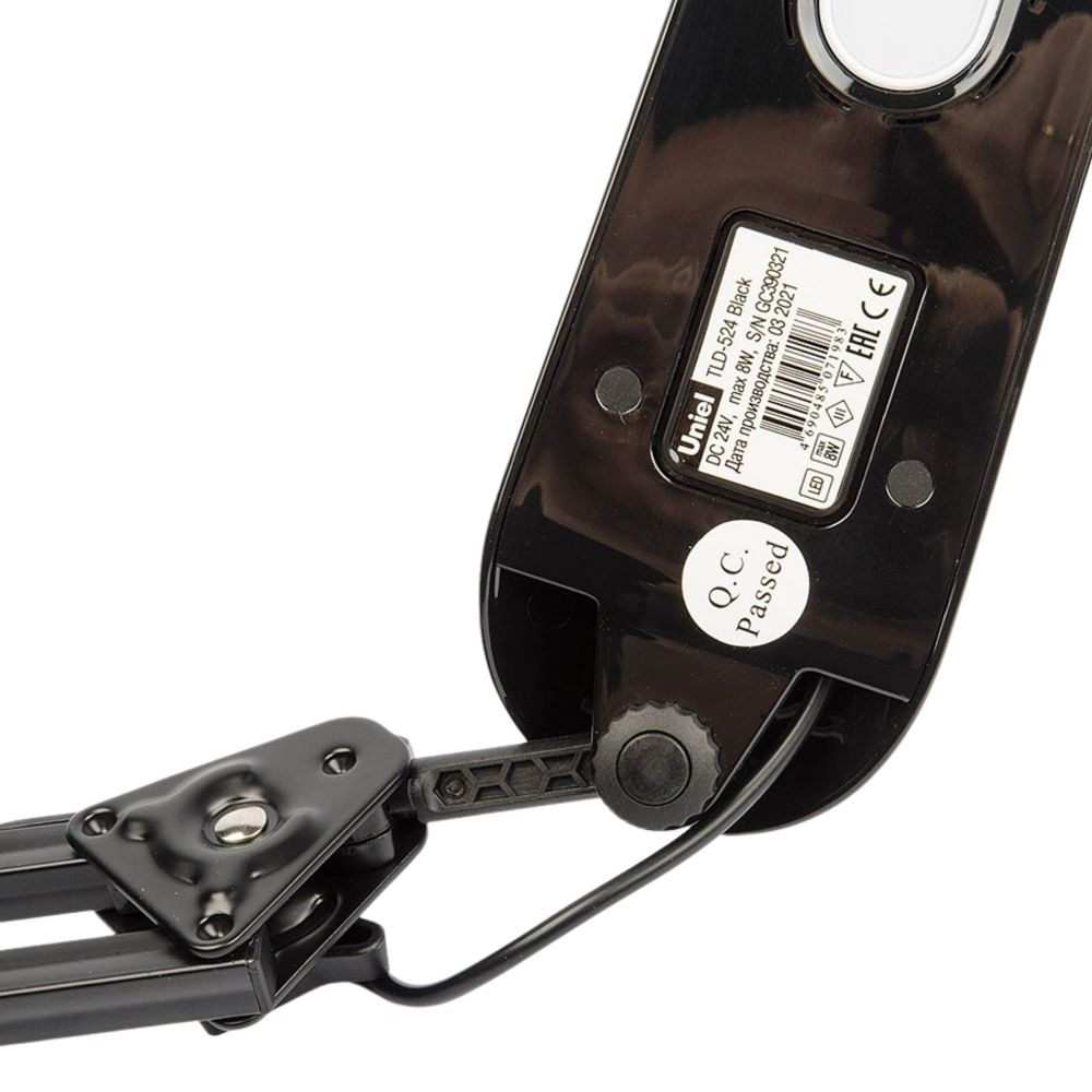 TLD-524 Black-8W-Светильник настольный на струбцине-LED-500Lm-4500K-Dimmer-Цвет-черный