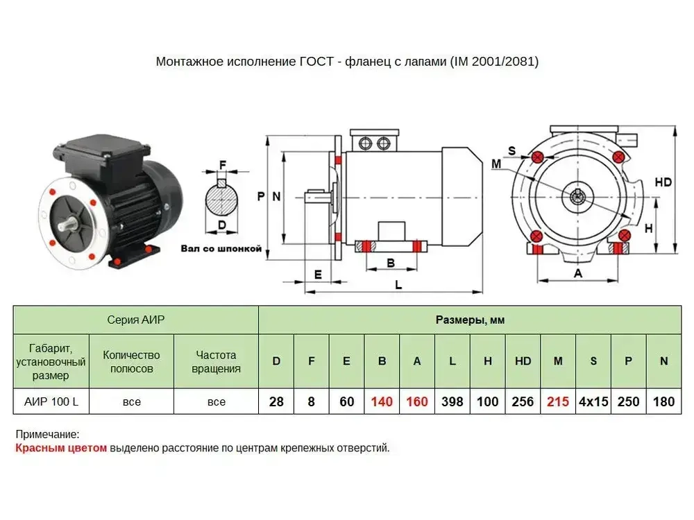 Электродвигатель ЭЛМАШ АИР 100 L2 IM2081 AL (5,5 кВт 3000 об/мин)