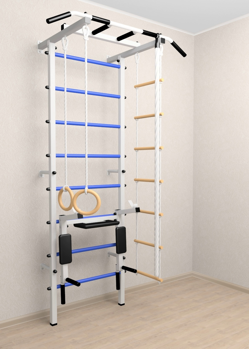 Шведская стенка Sv Pro 803 (Турник Pro/Брусья/стойка/Канат/Кольца/Лестница)