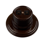 Розетка RJ45 информационная двойная, керамика, цвет коричневый B1-302-02