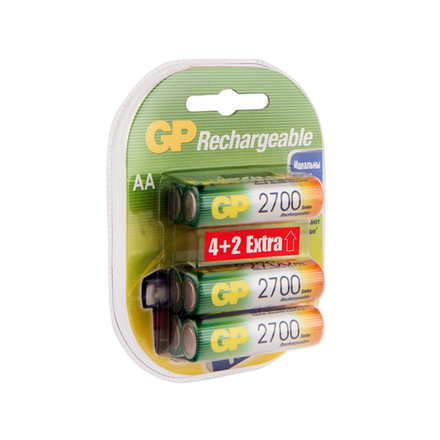 Аккумулятор GP Rechargeable 270AAHC4/2-2CR6, типоразмер АА, 2700 мАч, 1,2 В, 6 шт