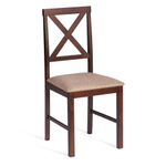 Обеденный комплект Хадсон (стол + 4 стула)/ Hudson Dining Set дерево гевея/мдф, стол: 110х70х75см / стул: 44х42х89см, cappuccino (темный орех), ткань кор.-зол. (1