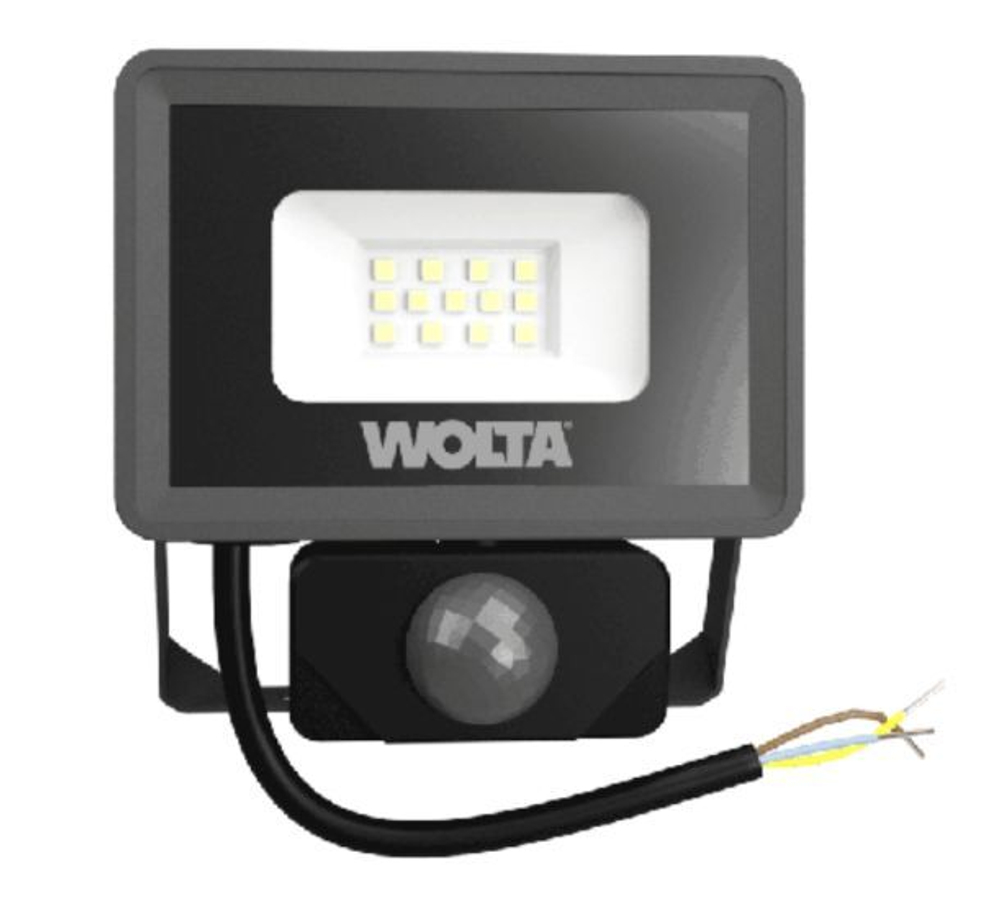 Прожектор светодиодный 10W с датчиком движения 5700K IP65 900Lm Wolta WFL-10W/06s