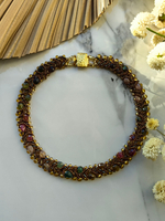 Колье из бисера "Змейка" ручной работы с камнем Гранат (гроссуляр)