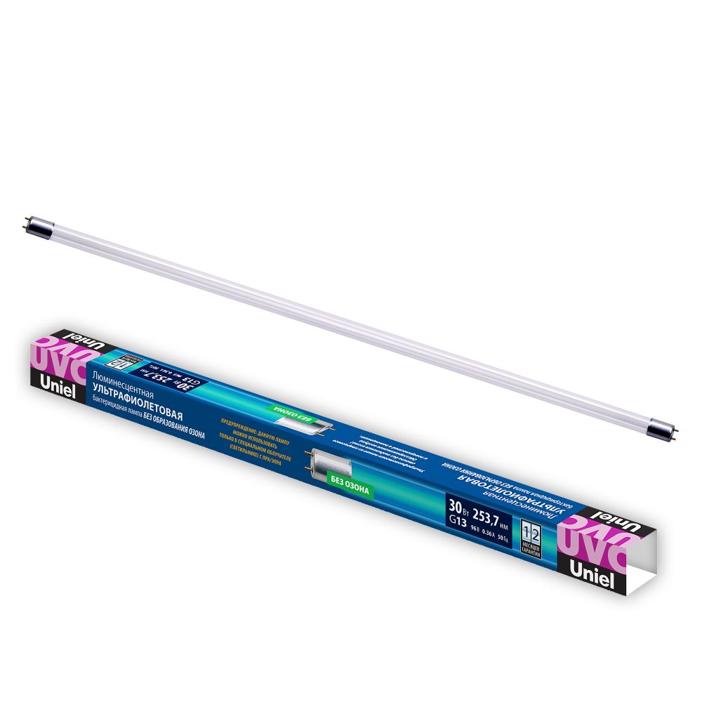 EFL-T8-30-UVCB-G13-CL Лампа ультрафиолетовая бактерицидная. Спектр UVC 253.7нм. Картон. ТМ Uniel