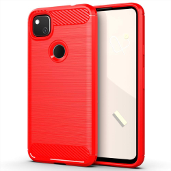 Мягкий чехол красного цвета для смартфона Google Pixel 4A, серия Carbon от Caseport