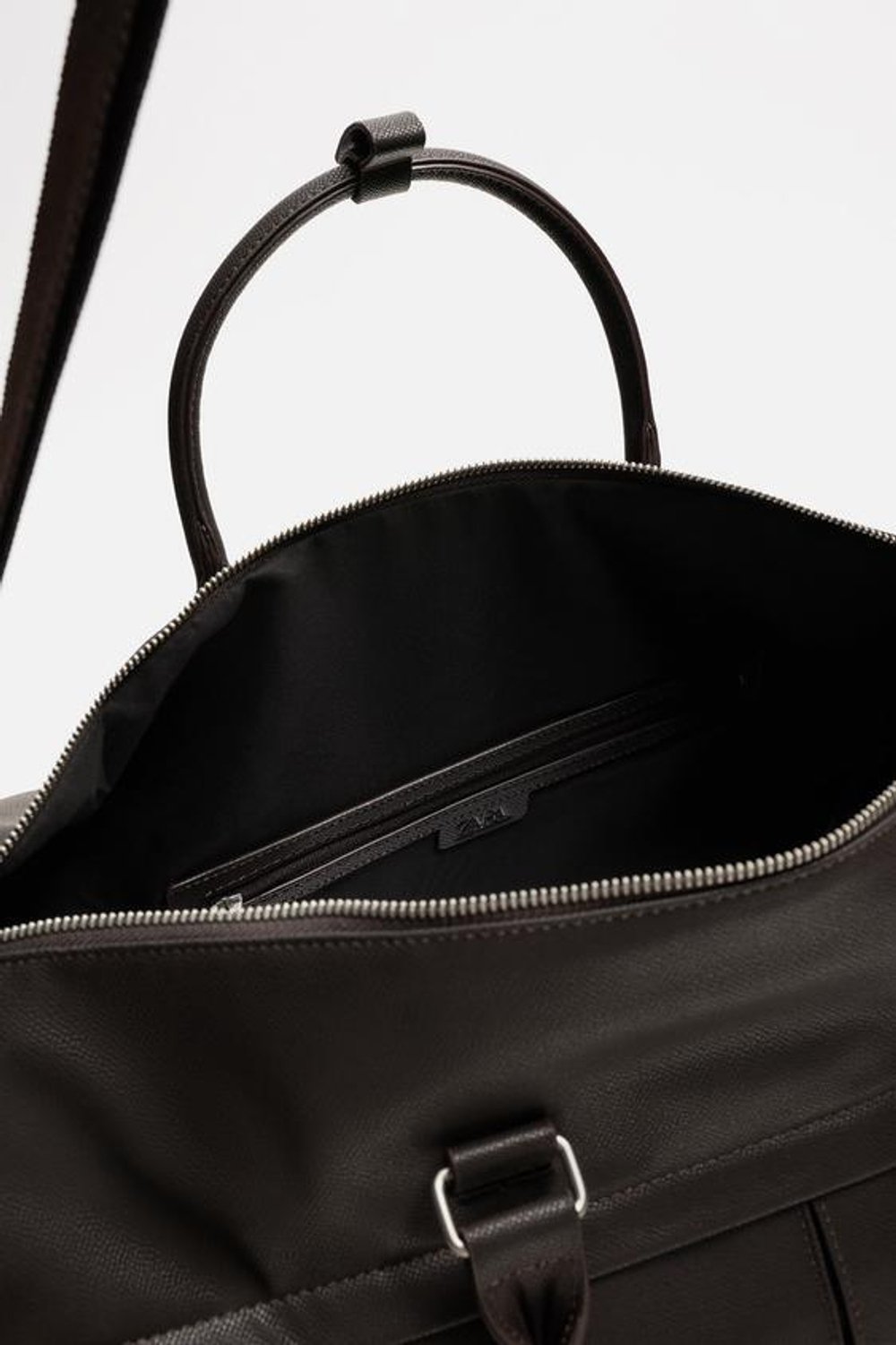 ZARA ДОРОЖНАЯ СУМКА ИЗ РЕЛЬЕФНОЙ ТКАНИ, КОРИЧНЕВЫЙ