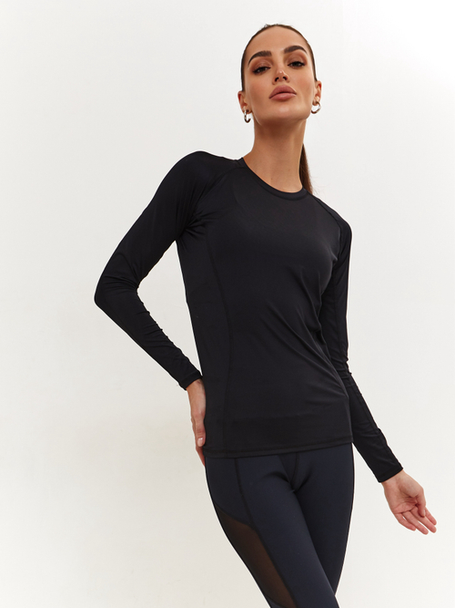 Лонгслив спортивный с длинным рукавом черный