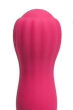 Розовый силиконовый вибратор с бутоном-головкой - 18 см. (Цвет: розовый)